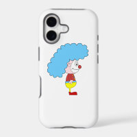 Colourful Clown Cartoon. Blue Hair.