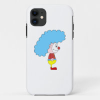 Colourful Clown Cartoon. Blue Hair.