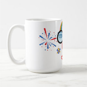 Colourful clown coffee mug