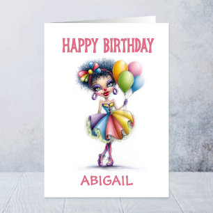 Colourful Clown Holding Balloons Birthday Card