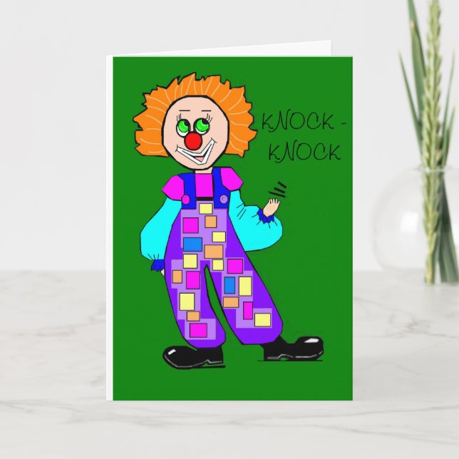 Colourful Clown Knock-knock Birthday Card (Front)