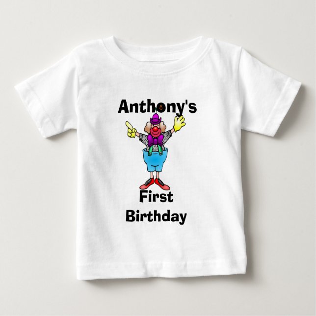 Colourful Clown Personalised Baby Tee (Front)