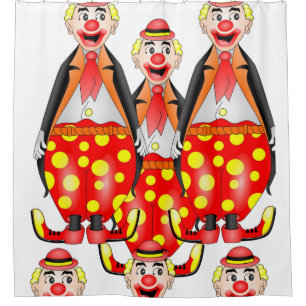 Colourful clowns children's shower curtain white