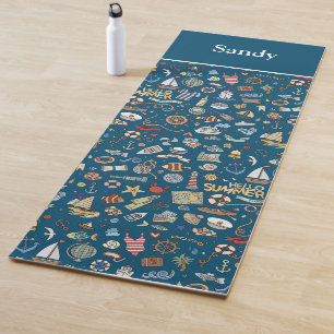 Colourful Coastal Beach Nautical Design Yoga Mat