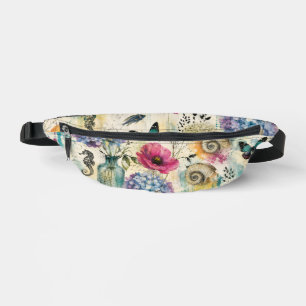 Colourful Coastal Botanical watercolor Pattern Bum Bags