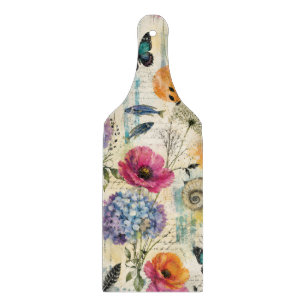 Colourful Coastal Botanical watercolor Pattern Cutting Board
