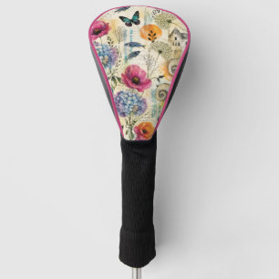 Colourful Coastal Botanical watercolor Pattern Golf Head Cover