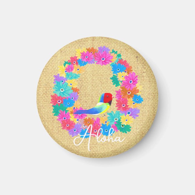 Colourful Coastal Rustic Bird 'Aloha'  Magnet (Front)