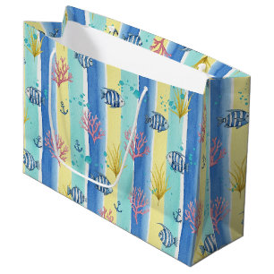 Colourful Coastal Sea Life Pattern (10) Large Gift Bag