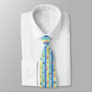 Colourful Coastal Sea Life Pattern (10) Tie