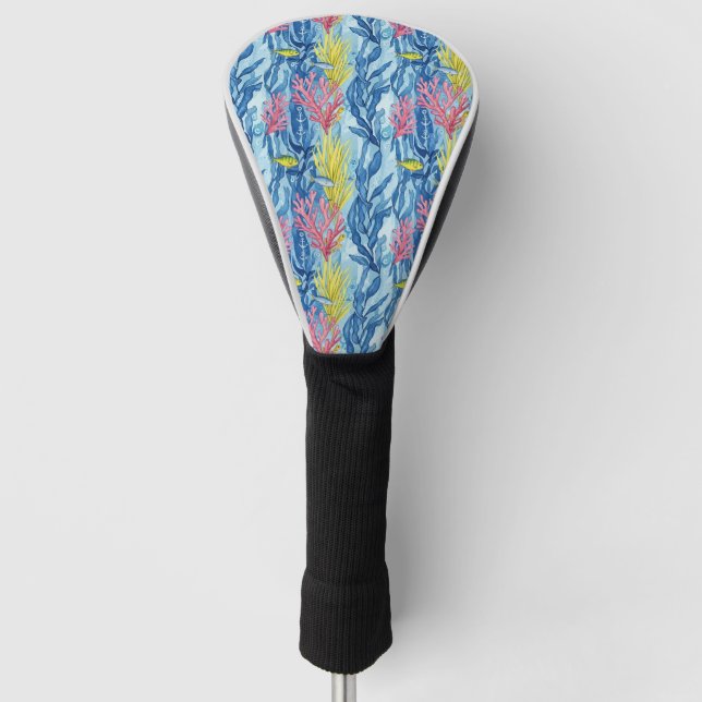 Colourful Coastal Sea Life Pattern (1) Golf Head Cover (Front)