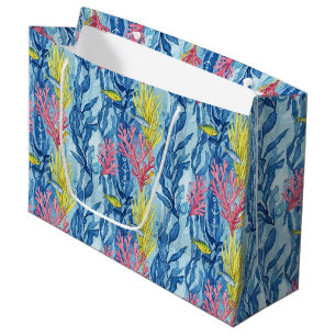 Colourful Coastal Sea Life Pattern (1) Large Gift Bag
