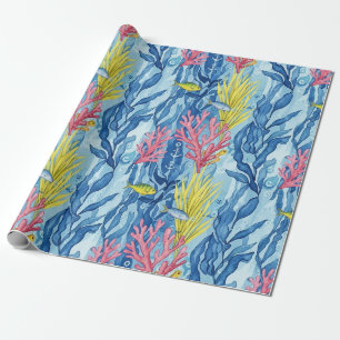 Colourful Coastal Sea Life Pattern (1) Wrapping Paper