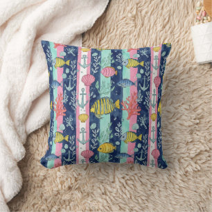 Colourful Coastal Sea Life Pattern (2) Cushion