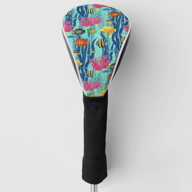 Colourful Coastal Sea Life Pattern (4) Golf Head Cover (Front)