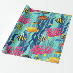Colourful Coastal Sea Life Pattern (4) Wrapping Paper