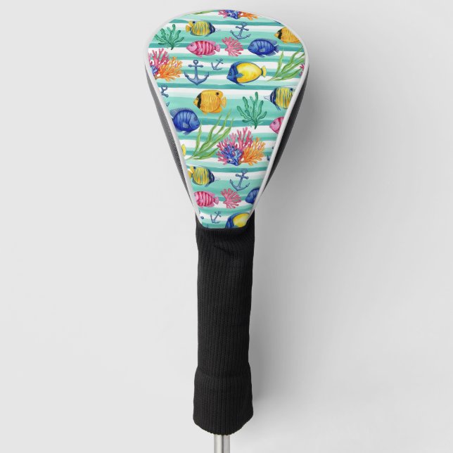Colourful Coastal Sea Life Pattern (5) Golf Head Cover (Front)