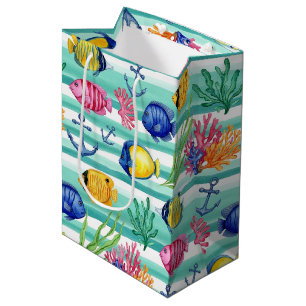 Colourful Coastal Sea Life Pattern (5) Medium Gift Bag