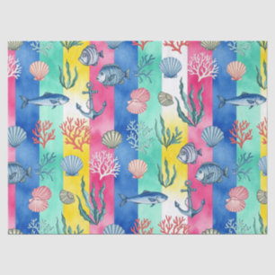 Colourful Coastal Sea Life Pattern (6) Tissue Paper