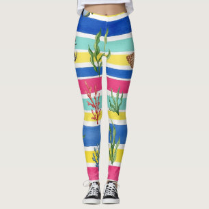 Colourful Coastal Sea Life Pattern (7) Leggings