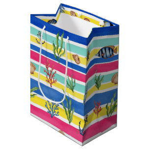 Colourful Coastal Sea Life Pattern (7) Medium Gift Bag