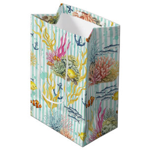 Colourful Coastal Sea Life Pattern (8) Medium Gift Bag