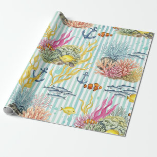 Colourful Coastal Sea Life Pattern (8) Wrapping Paper