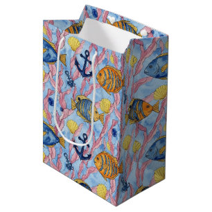 Colourful Coastal Sea Life Pattern (9) Medium Gift Bag