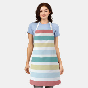 Colourful Coastal Stripes Kitchen Apron
