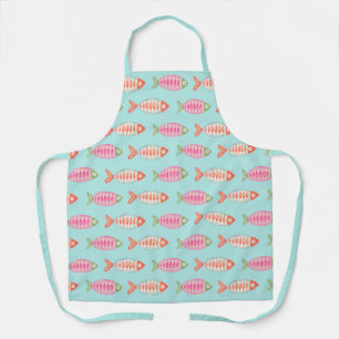 Colourful Coastal Summer Fish Pattern Apron