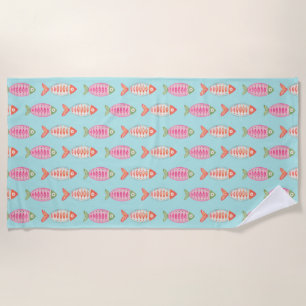 Colourful Coastal Summer Fish Pattern Beach Towel