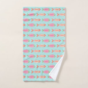 Colourful Coastal Summer Fish Pattern Hand Towel