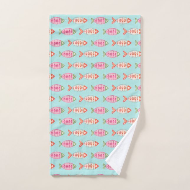 Colourful Coastal Summer Fish Pattern Hand Towel (Hand Towel)