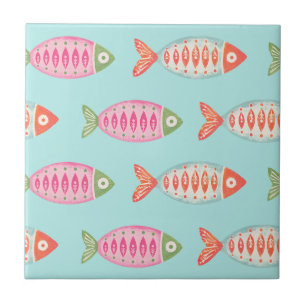 Colourful Coastal Summer Fish Pattern Tile