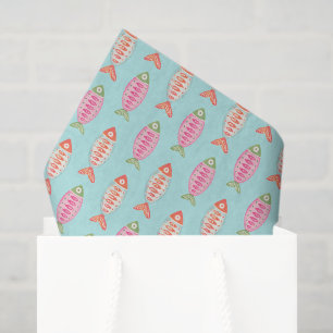 Colourful Coastal Summer Fish Pattern Tissue Paper
