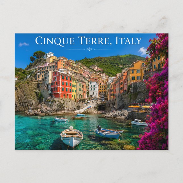 Colourful Coastal Village Card (Front)