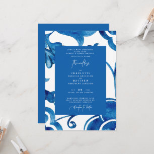Colourful Cobalt Mediterranean Modern Wedding Invitation