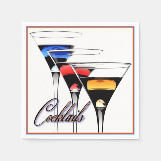 Colourful Cocktail Glasses Napkins (Front)