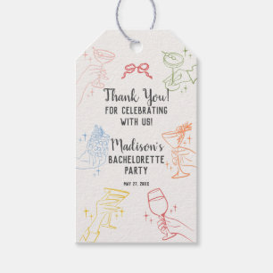 Colourful Cocktail Party Retro Bachelorette Favour Gift Tags