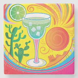 Colourful Cocktail Stone Coaster