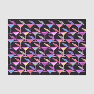 Colourful Cocktails on Black Pattern Tissue Paper