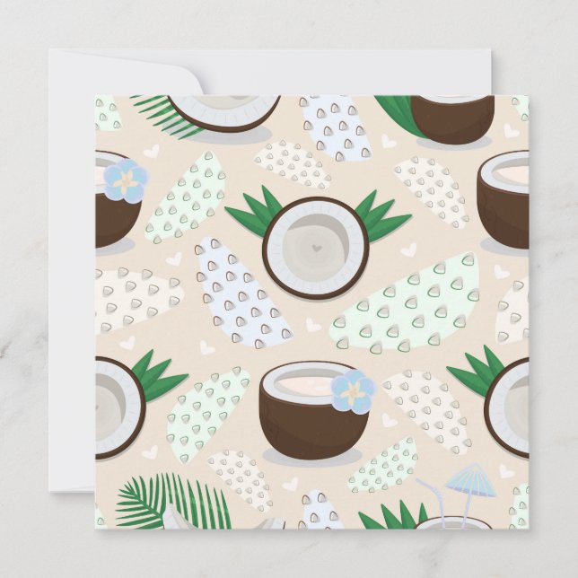 Colourful coconut pattern invitation (Front)