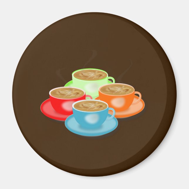 Colourful Coffee Cups Magnet (Front)