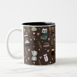 Colourful Coffee Maker Pattern Two-Tone Coffee Mug