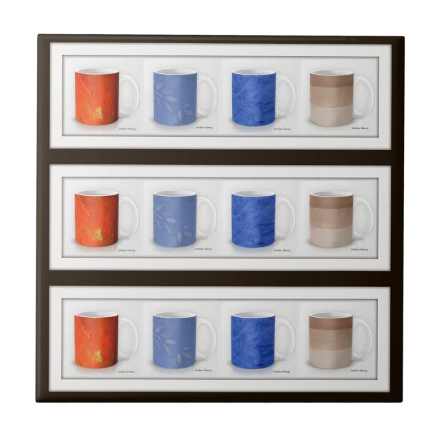 Colourful Coffee Mugs Framed Tile (Front)