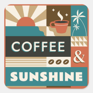 Colourful Coffee Quotes Square Sticker
