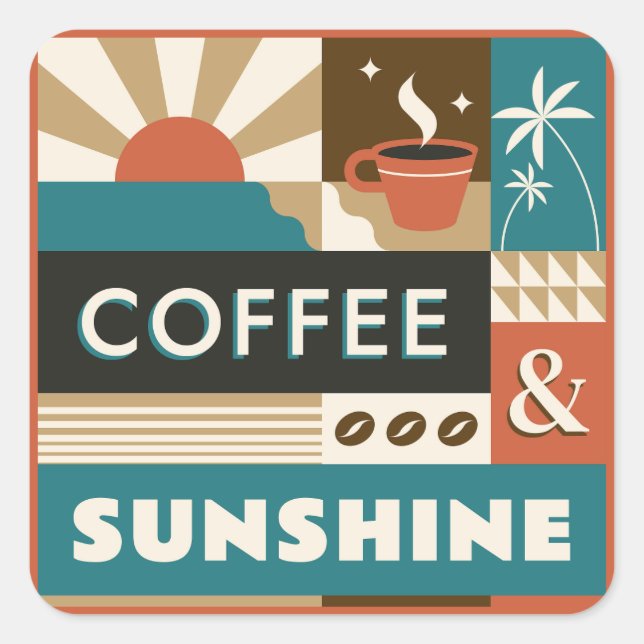 Colourful Coffee Quotes Square Sticker (Front)
