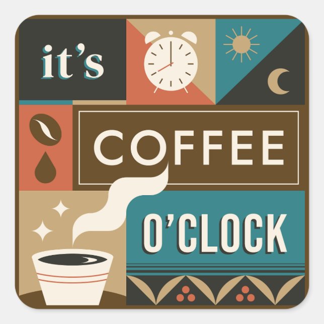 Colourful Coffee Quotes Square Sticker (Front)