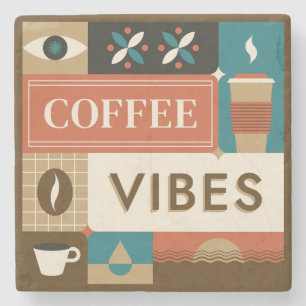 Colourful Coffee Quotes Stone Coaster