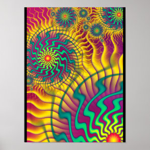 Colourful Cogs Abstract Poster